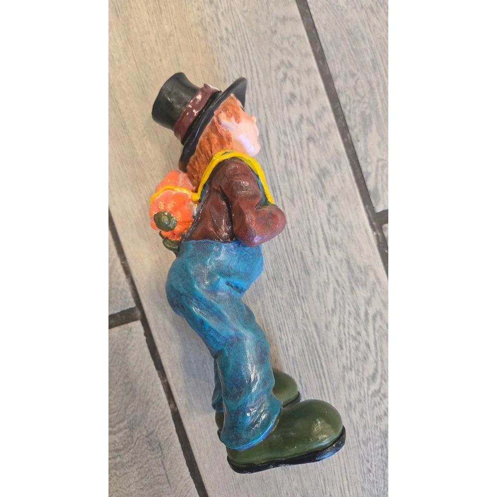 Fall Harvest Boy Figurine with Pumpkin Resin Autumn Thanksgiving Decor 7 Inch
